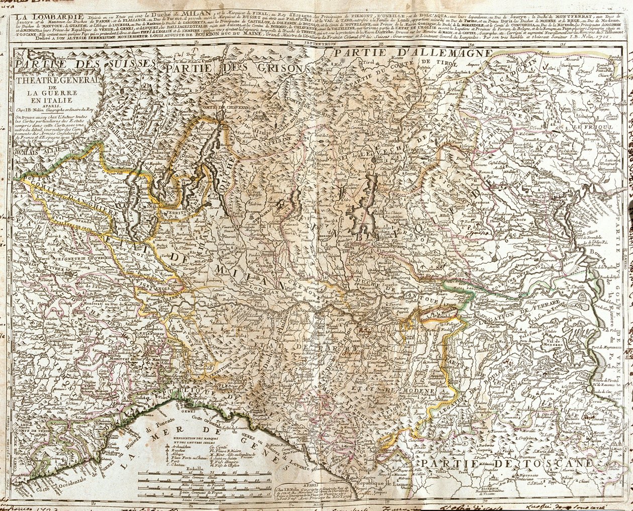 伦巴第 (意大利) 地图 (雕刻 作者 让·巴蒂斯特·诺林（Jean Baptiste Nolin）