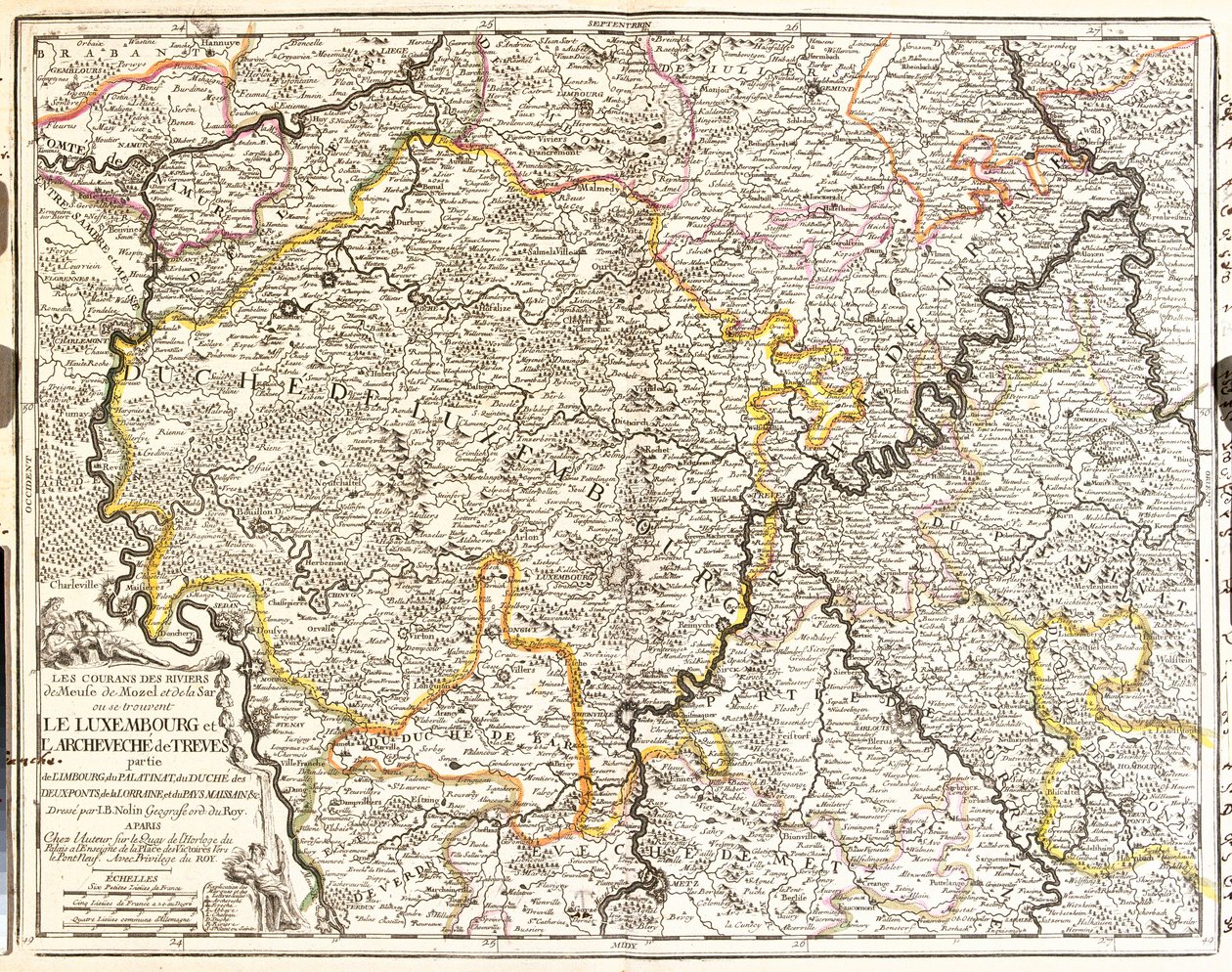 卢森堡和特雷夫斯教区（德国）地图（雕刻 作者 让·巴蒂斯特·诺林（Jean Baptiste Nolin）