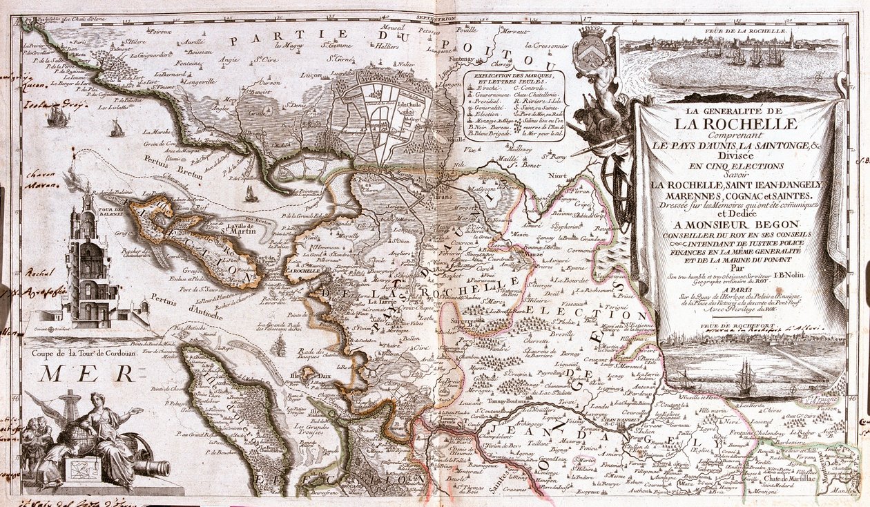 普瓦图夏朗德 (法国) 地图 (雕刻 作者 让·巴蒂斯特·诺林（Jean Baptiste Nolin）