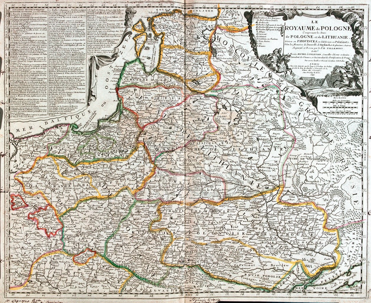 波兰和立陶宛地图（雕刻 作者 让·巴蒂斯特·诺林（Jean Baptiste Nolin）