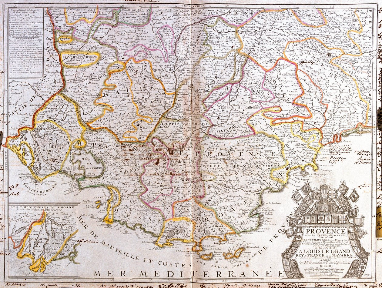 普罗旺斯地图（法国）（雕刻 作者 让·巴蒂斯特·诺林（Jean Baptiste Nolin）
