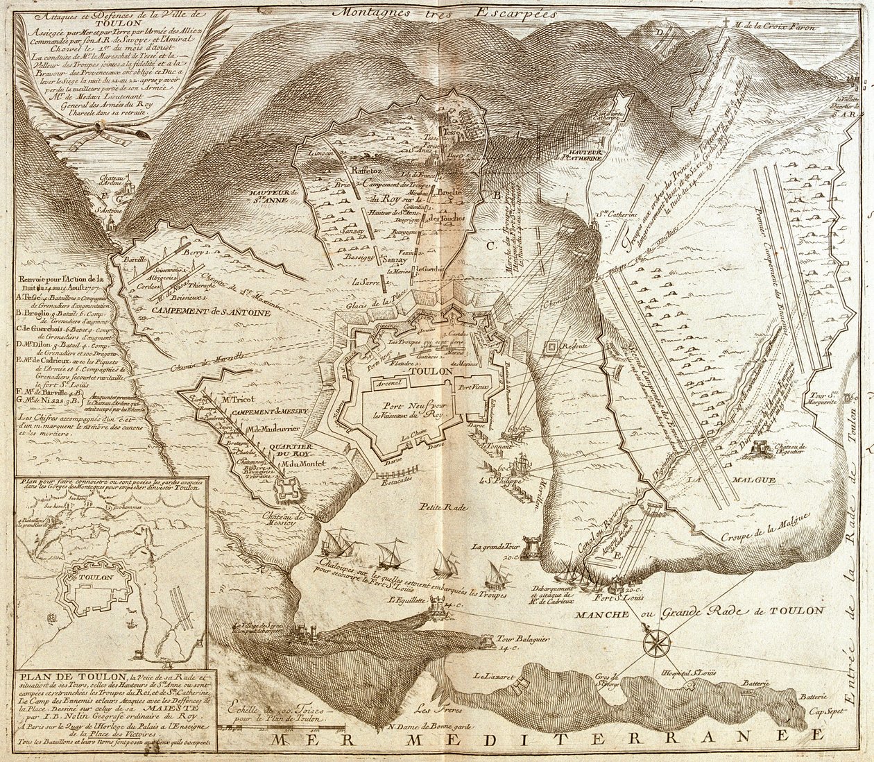土伦 (法国) 地图 (雕刻 作者 让·巴蒂斯特·诺林（Jean Baptiste Nolin）