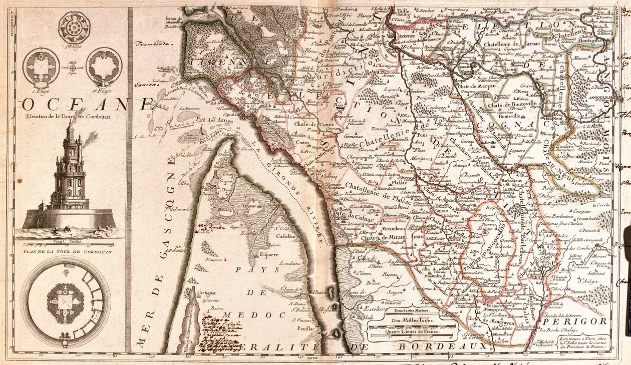 阿基坦 (法国) 地图 (雕刻 作者 让·巴蒂斯特·诺林（Jean Baptiste Nolin）