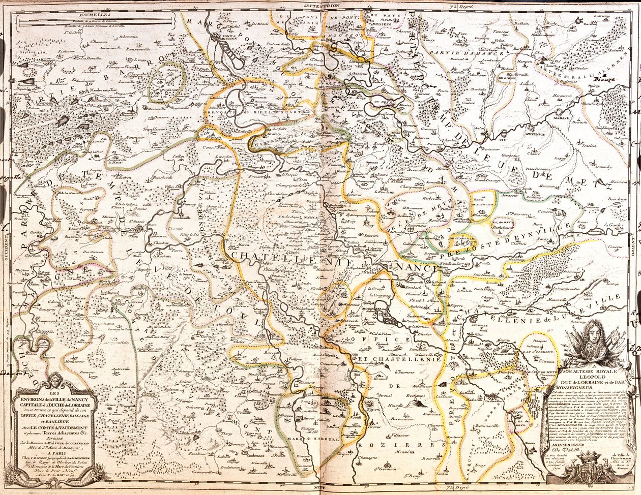 南锡地区地图（法国）（雕刻品 作者 让·巴蒂斯特·诺林（Jean Baptiste Nolin）