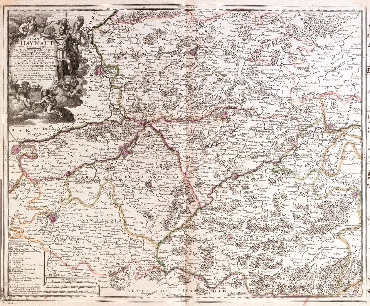 埃诺 (比利时) 县地图 (雕刻 作者 让·巴蒂斯特·诺林（Jean Baptiste Nolin）