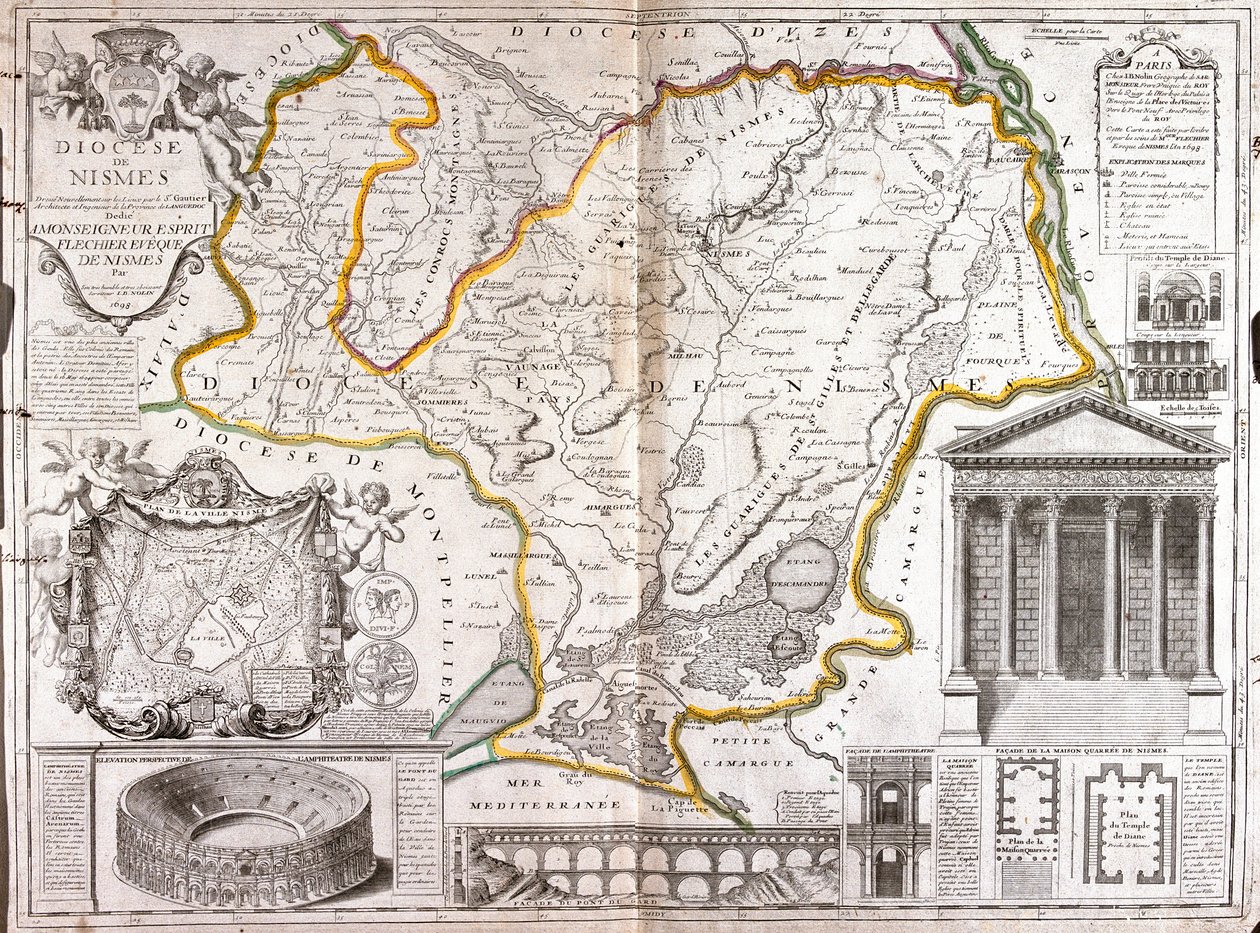 尼姆教区地图（法国）（雕刻 作者 让·巴蒂斯特·诺林（Jean Baptiste Nolin）