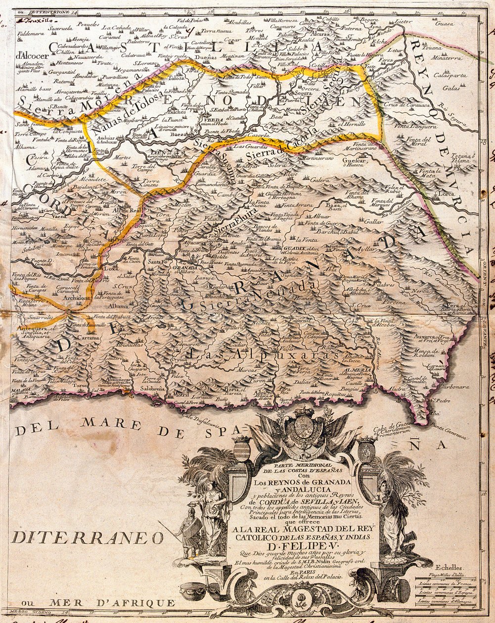 格拉纳达省（西班牙）地图（雕刻 作者 让·巴蒂斯特·诺林（Jean Baptiste Nolin）