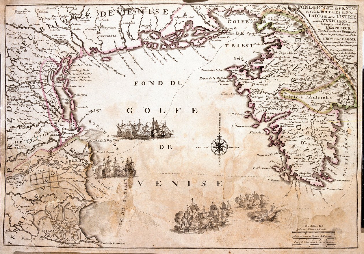 亚得里亚海威尼斯湾地图（雕刻 作者 让·巴蒂斯特·诺林（Jean Baptiste Nolin）