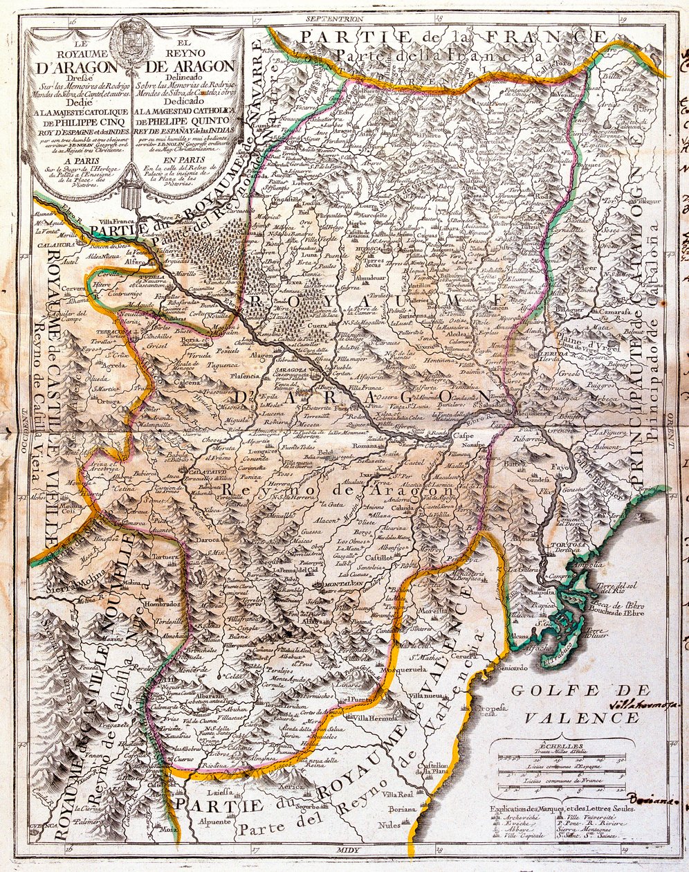 阿拉贡王国（西班牙）地图（雕版画 作者 让·巴蒂斯特·诺林（Jean Baptiste Nolin）