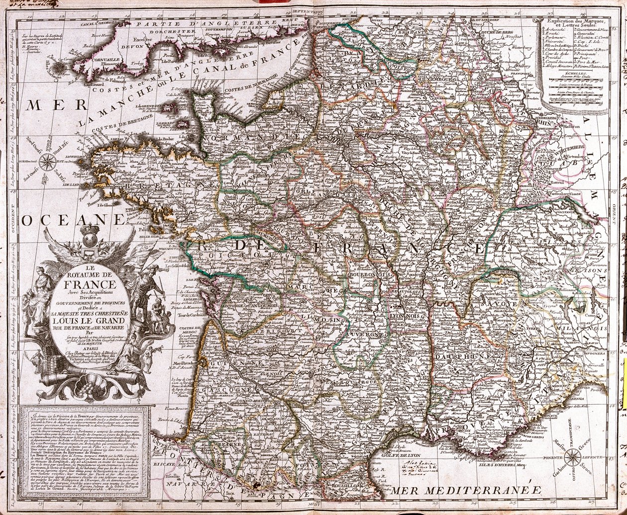法兰西王国地图（雕版画 作者 让·巴蒂斯特·诺林（Jean Baptiste Nolin）