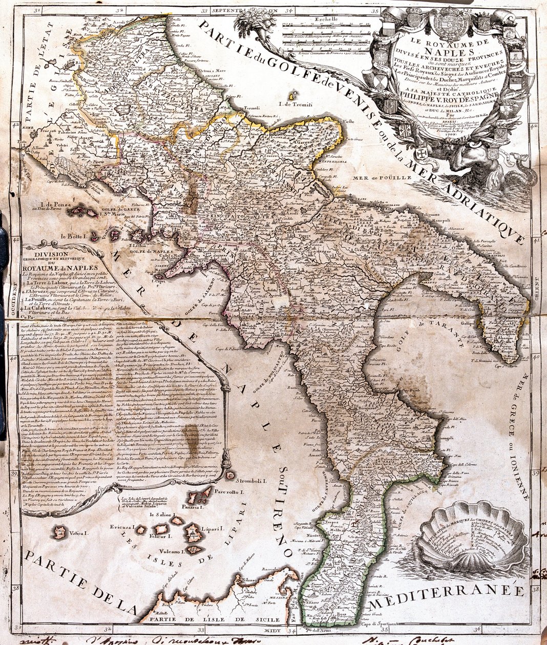 那不勒斯王国（意大利）地图（雕刻 作者 让·巴蒂斯特·诺林（Jean Baptiste Nolin）