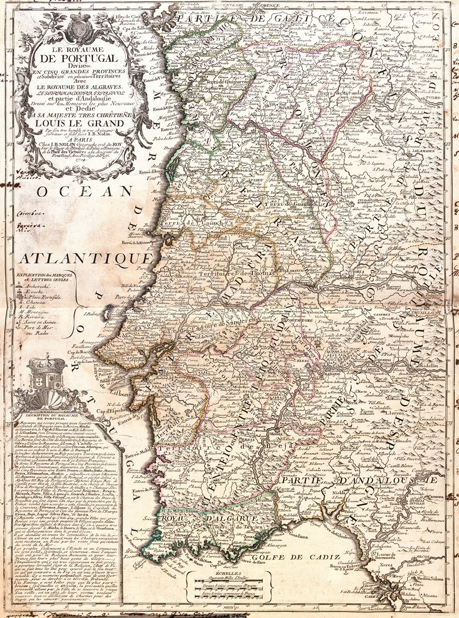 葡萄牙王国地图（雕刻 作者 让·巴蒂斯特·诺林（Jean Baptiste Nolin）
