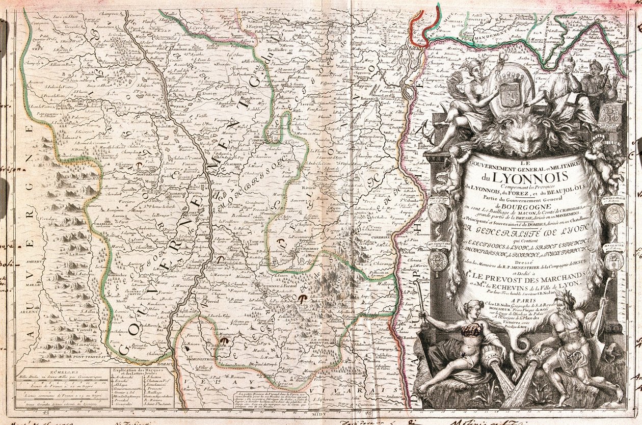 里昂（法国）地图（雕刻 作者 让·巴蒂斯特·诺林（Jean Baptiste Nolin）