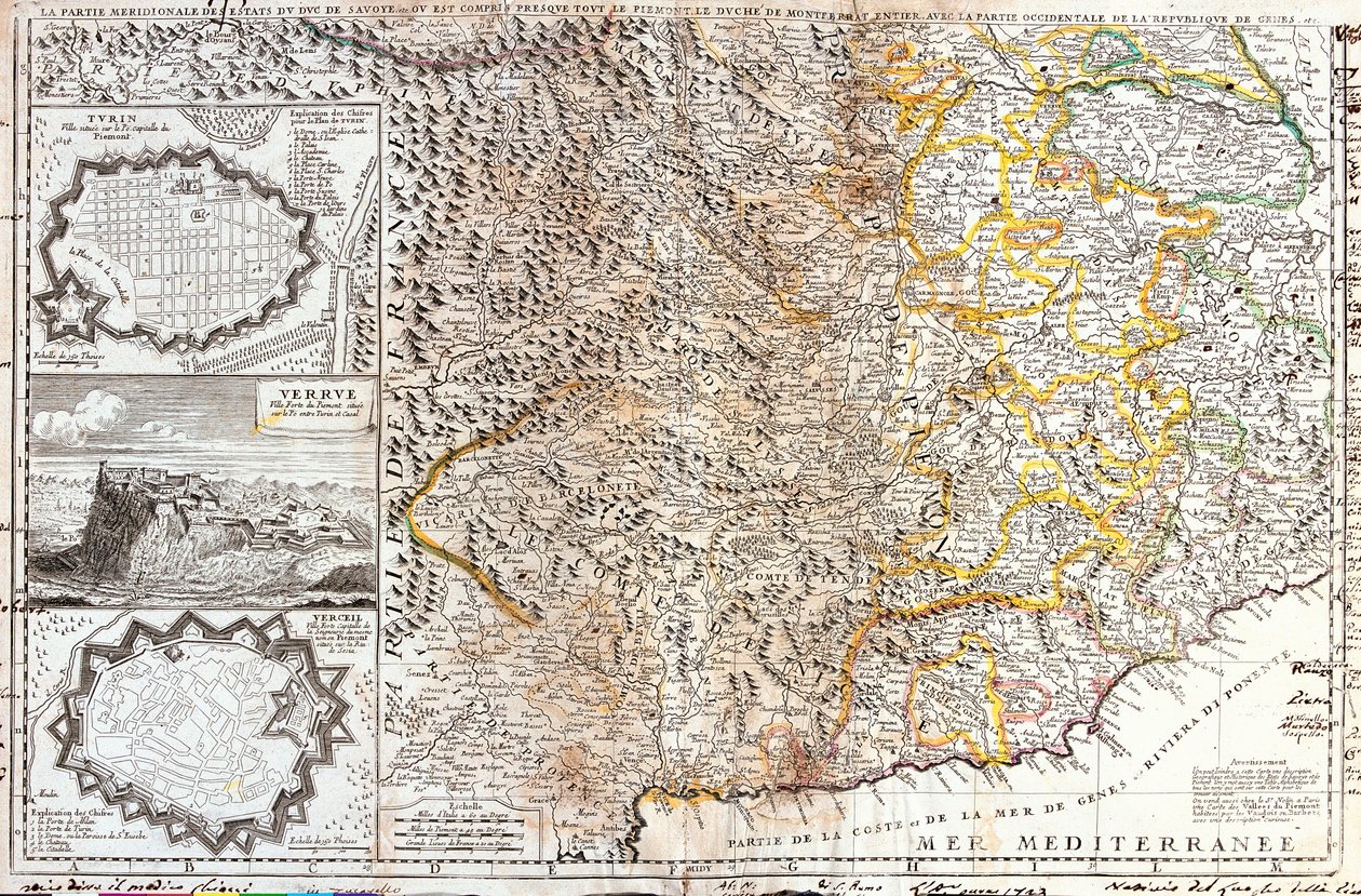 意大利萨沃伊公爵的南部领土地图（雕刻 作者 让·巴蒂斯特·诺林（Jean Baptiste Nolin）