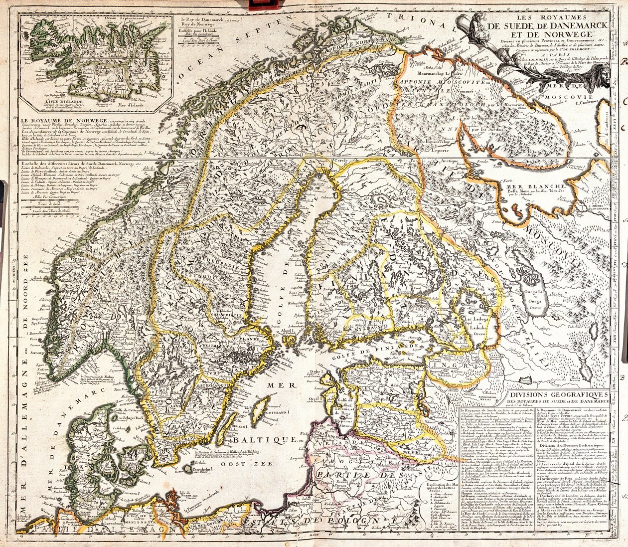 挪威、瑞典和丹麦王国的地图（雕刻 作者 让·巴蒂斯特·诺林（Jean Baptiste Nolin）