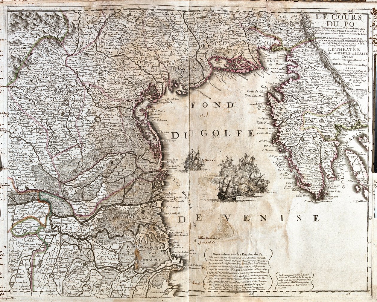 意大利波河口地图（雕刻 作者 让·巴蒂斯特·诺林（Jean Baptiste Nolin）