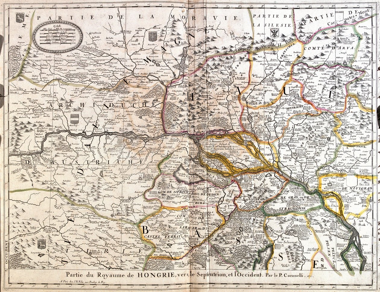 匈牙利王国西北部地图（雕版画 作者 让·巴蒂斯特·诺林（Jean Baptiste Nolin）