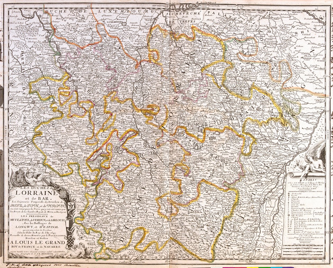 洛林省地图（法国）（雕版画 作者 让·巴蒂斯特·诺林（Jean Baptiste Nolin）