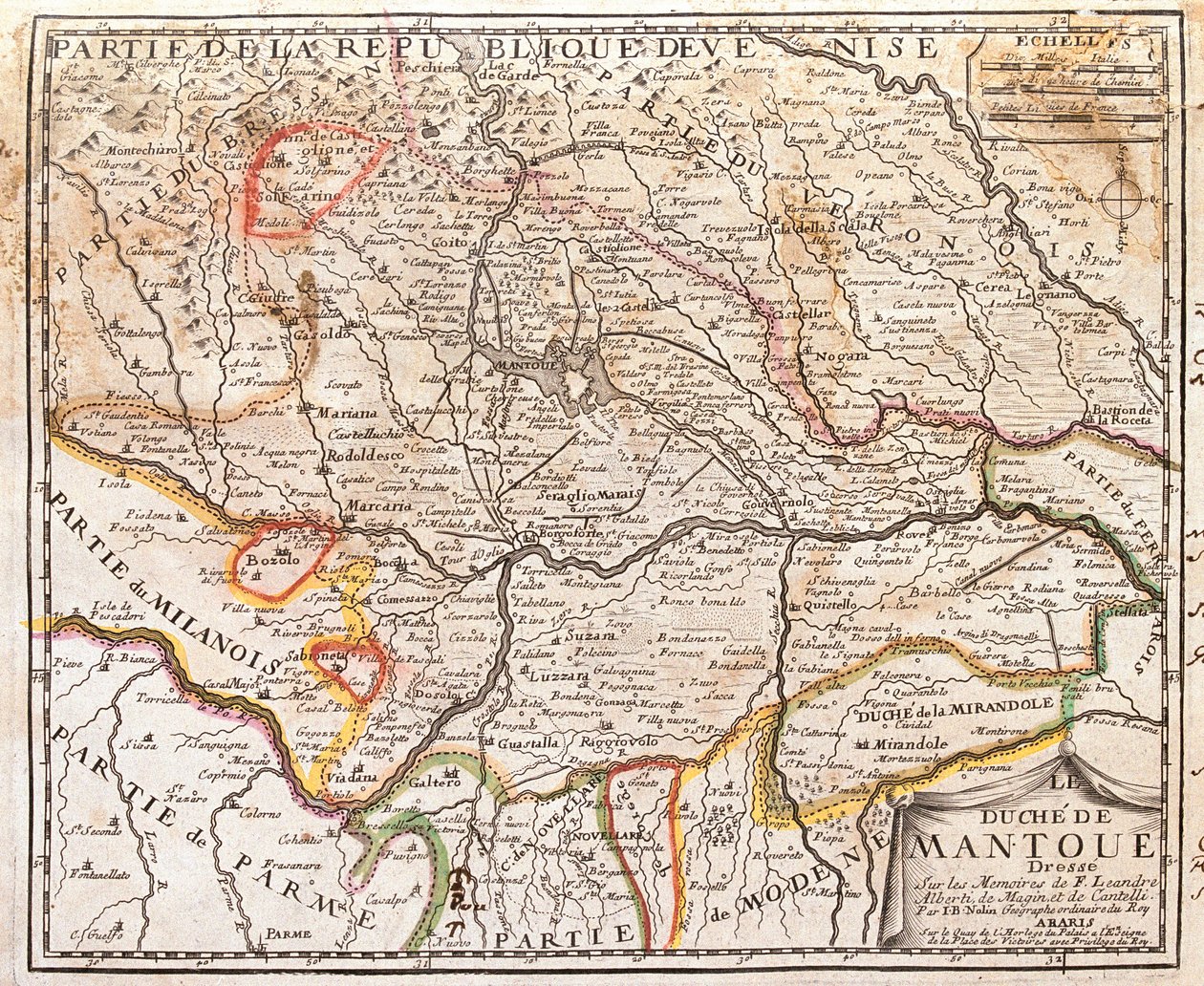 曼托瓦省 (意大利) 的地图 (雕刻 作者 让·巴蒂斯特·诺林（Jean Baptiste Nolin）
