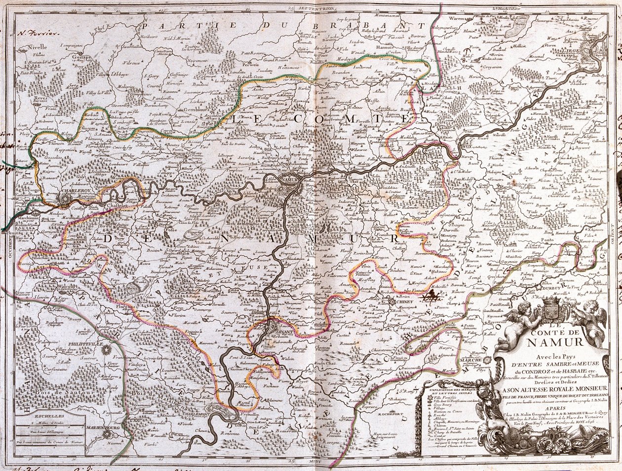那慕尔省（比利时）地图（刻版 作者 让·巴蒂斯特·诺林（Jean Baptiste Nolin）