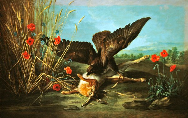 1749年，一只秃鹰翻倒野兔，或鹰和野兔 作者 让·巴蒂斯特·奥德里（Jean Baptiste Oudry）