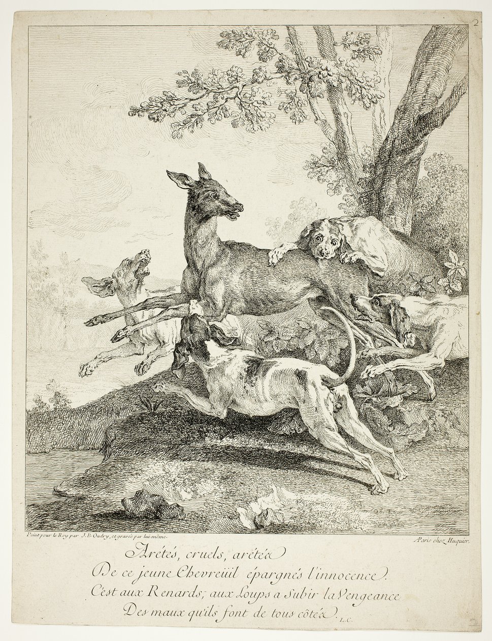 被狗袭击的鹿 作者 让·巴蒂斯特·奥德里（Jean Baptiste Oudry）
