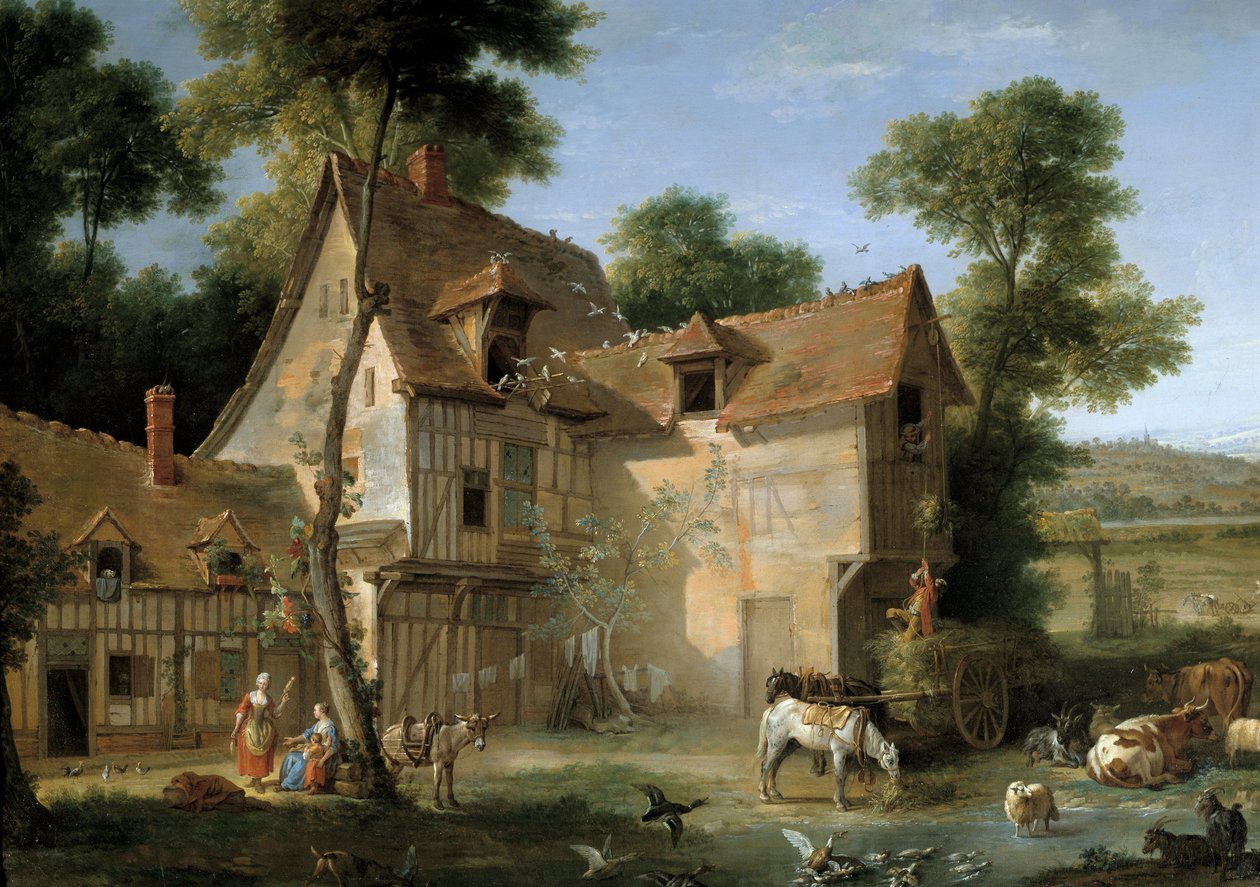 农场细节。Jean Baptiste Oudry (1686-1755)的画作 1750年，太阳。1,3x2,12米 作者 让·巴蒂斯特·奥德里（Jean Baptiste Oudry）