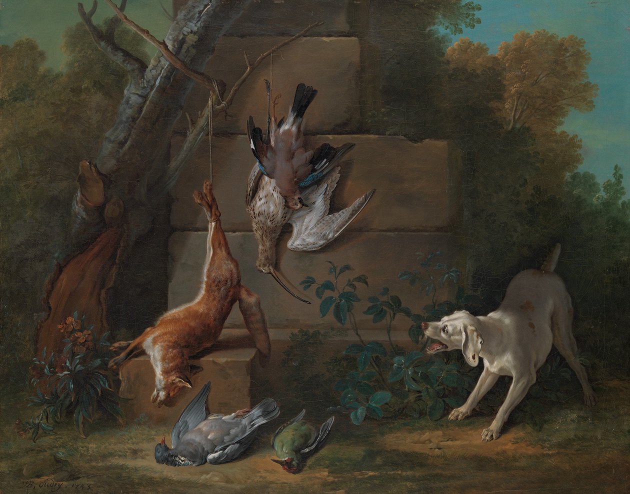 狗守卫死人游戏，1753年。 作者 让·巴蒂斯特·奥德里（Jean Baptiste Oudry）