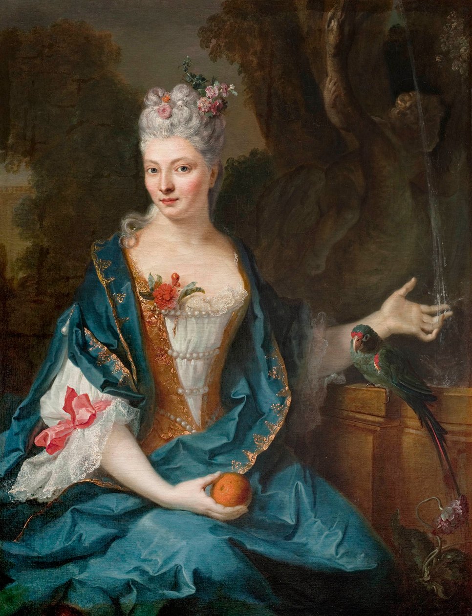 法语: Dame assise dans un jardin 作者 让·巴蒂斯特·奥德里（Jean Baptiste Oudry）