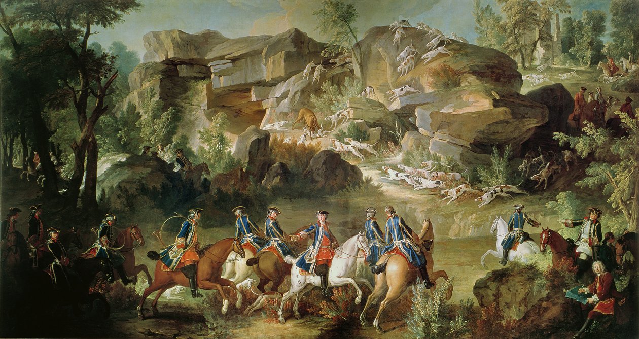 在弗兰查德的枫丹白露森林中狩猎 作者 让·巴蒂斯特·奥德里（Jean Baptiste Oudry）
