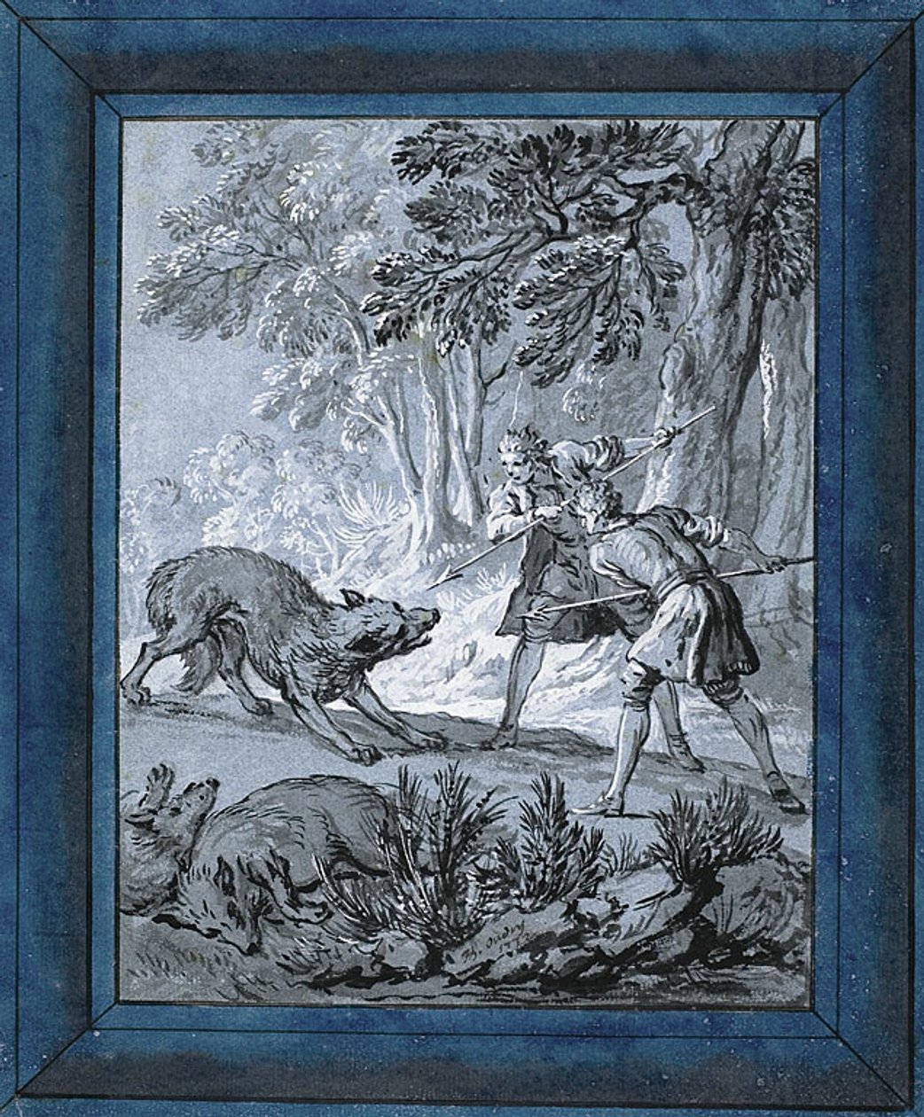 人狼大战（"Rien de Trop III") 作者 让·巴蒂斯特·奥德里（Jean Baptiste Oudry）