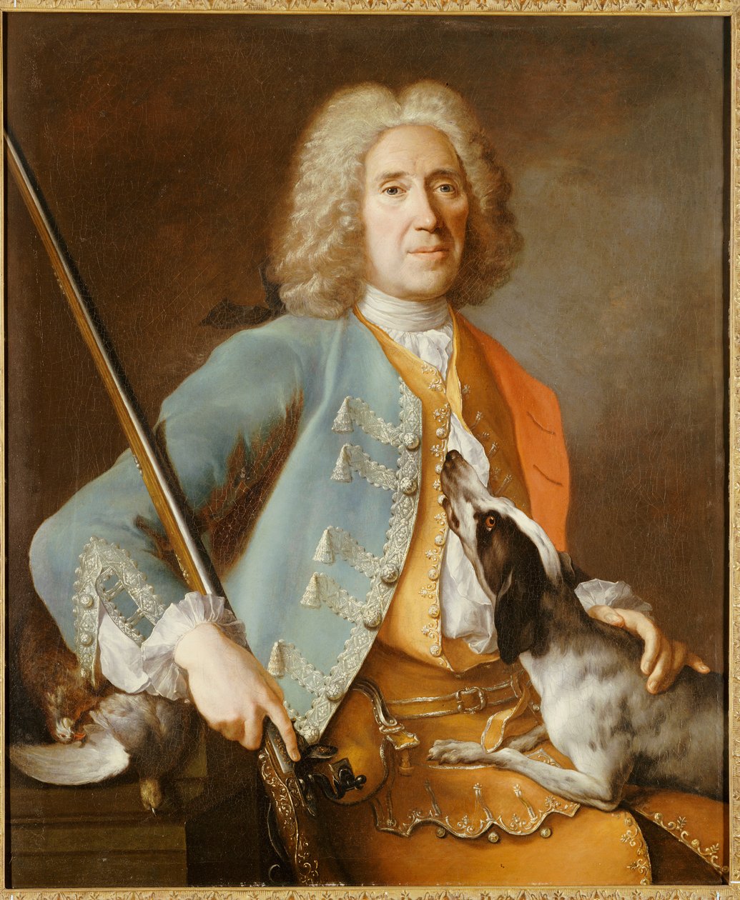 拿着枪与猎犬的运动员的肖像 作者 让·巴蒂斯特·奥德里（Jean Baptiste Oudry）