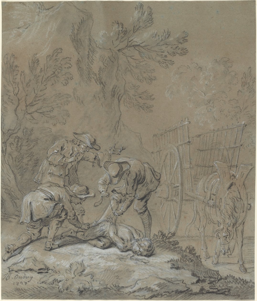 被傻子的父母捆绑的拉戈丁 作者 让·巴蒂斯特·奥德里（Jean Baptiste Oudry）
