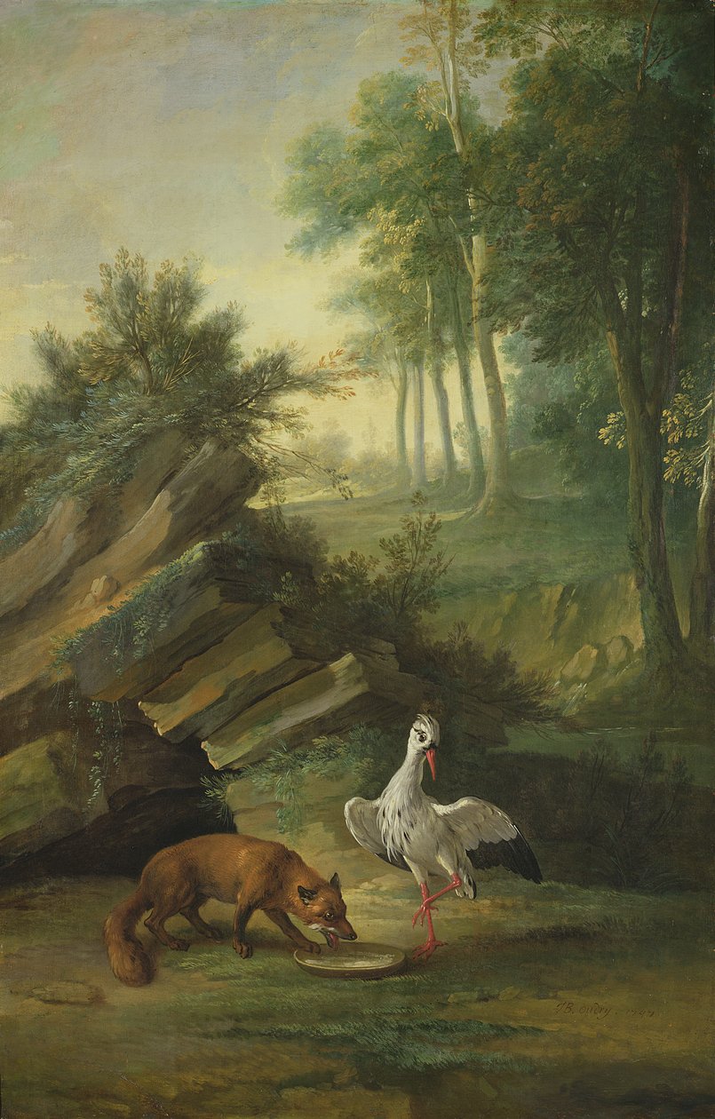 福克斯和鹳，1747年 作者 让·巴蒂斯特·奥德里（Jean Baptiste Oudry）