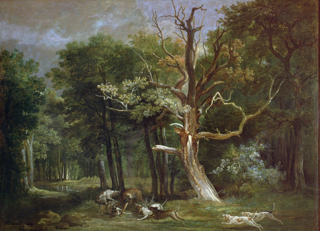 猎狼在1748年圣日耳曼森林 作者 让·巴蒂斯特·奥德里（Jean Baptiste Oudry）