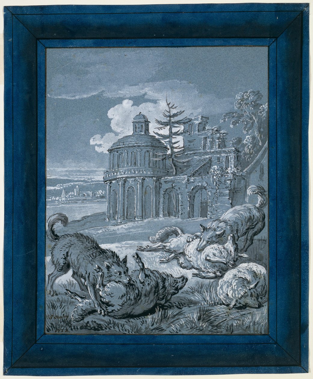 狼群袭击绵羊（"Rein de Trop II") 作者 让·巴蒂斯特·奥德里（Jean Baptiste Oudry）