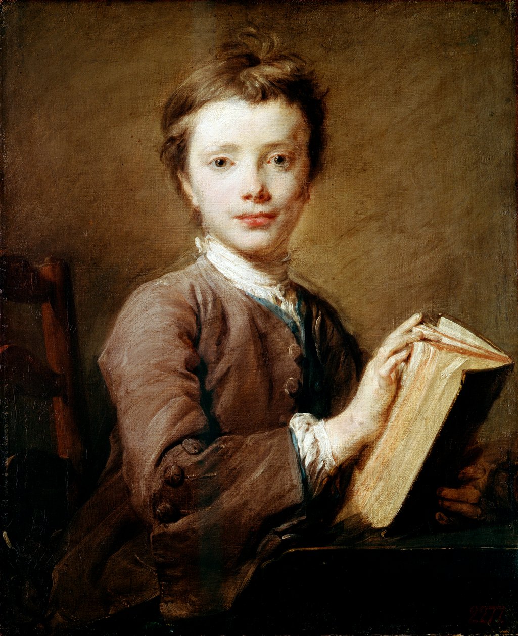 《有书的男孩》，c1740。 作者 让-巴蒂斯特·佩罗诺