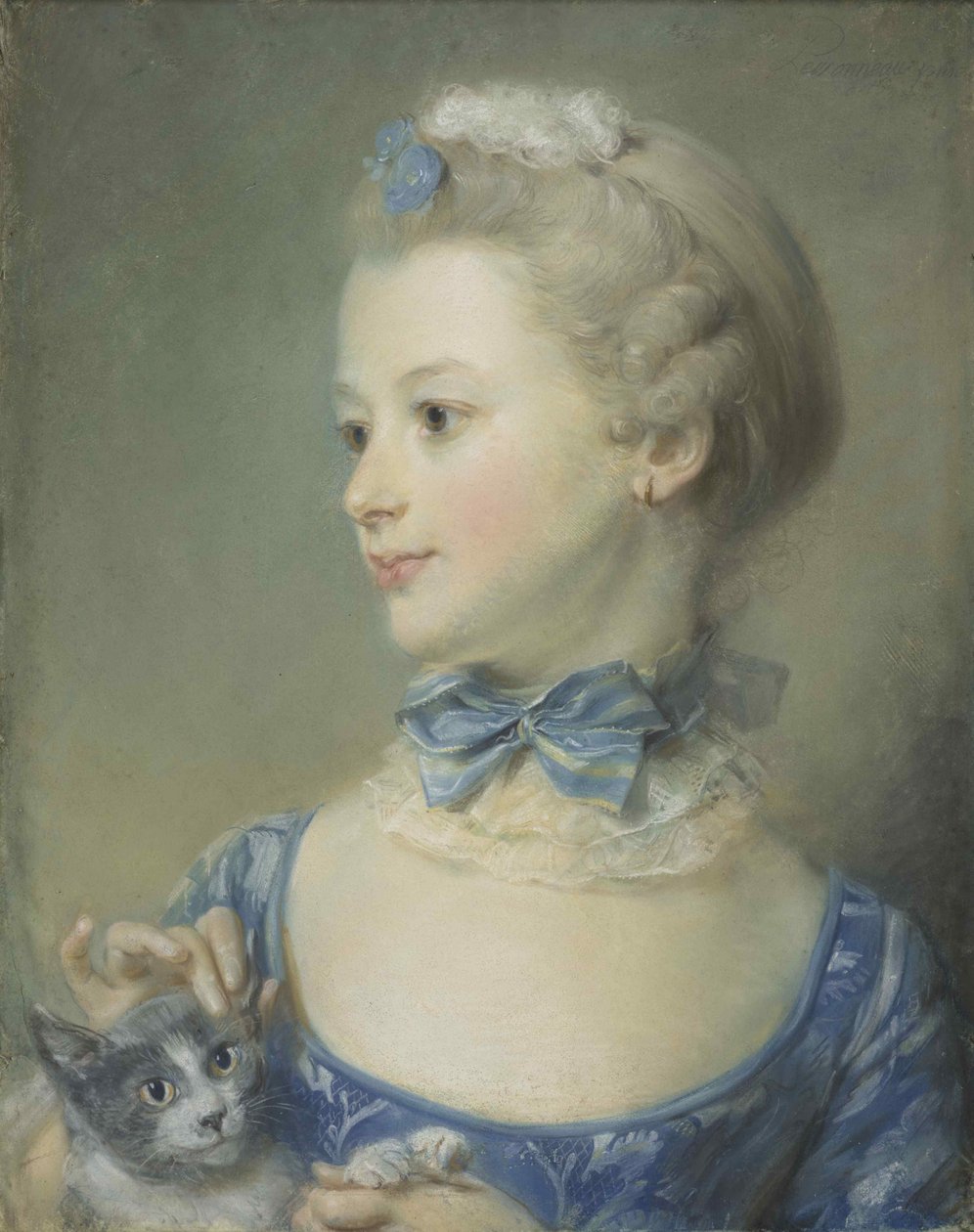 小女孩和猫玛丽·安妮·侯奎尔（Marie-Anne Huquier），1747年。 作者 让-巴蒂斯特·佩罗诺