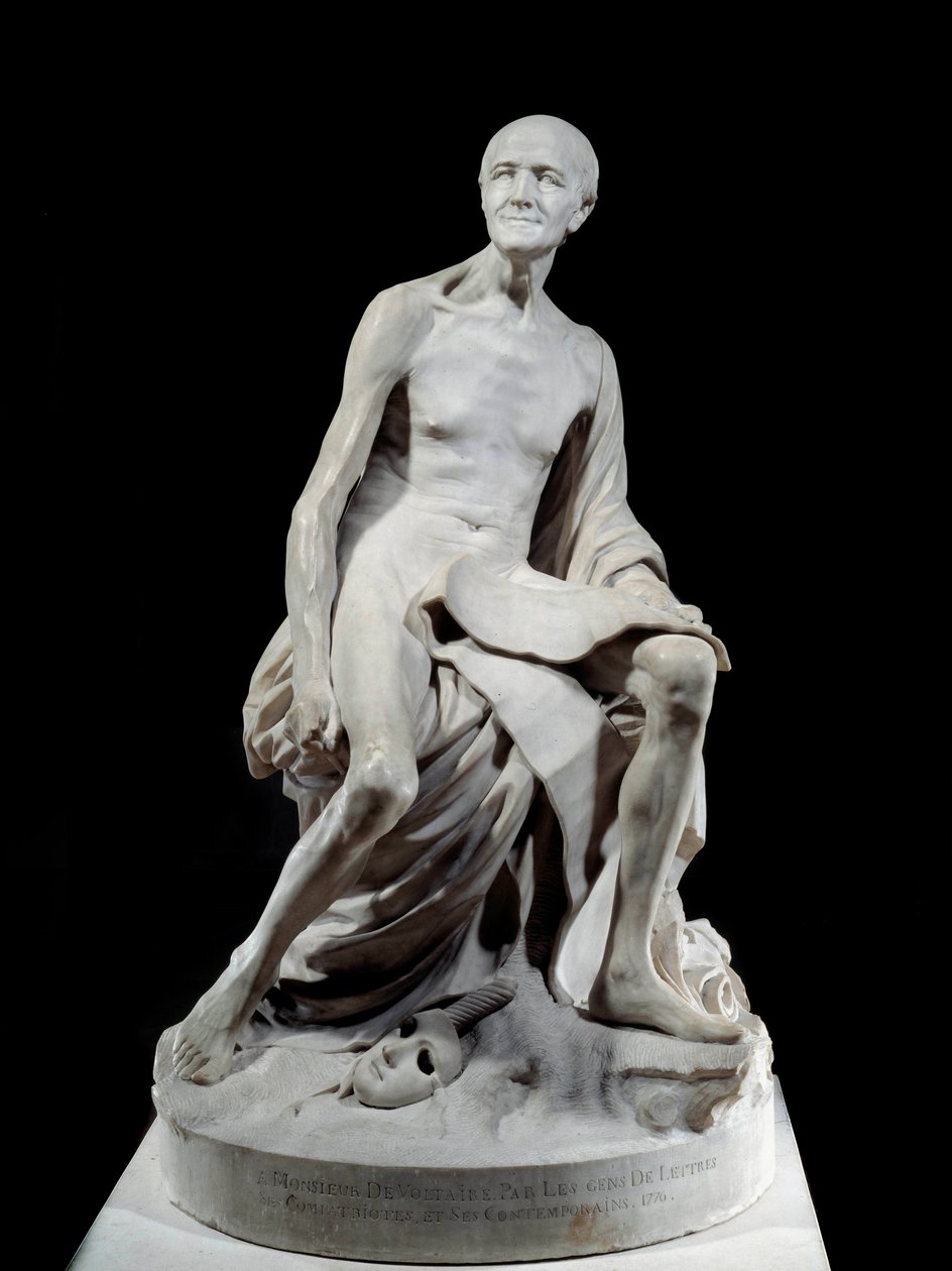 Francois-Marie Arouet dit Voltaire nu (1694-1778) Jean-Baptiste Pigalle (1714-1785) 的大理石雕塑，1776 年 1.5 m 巴黎，卢浮宫 作者 让·巴蒂斯特·皮加勒