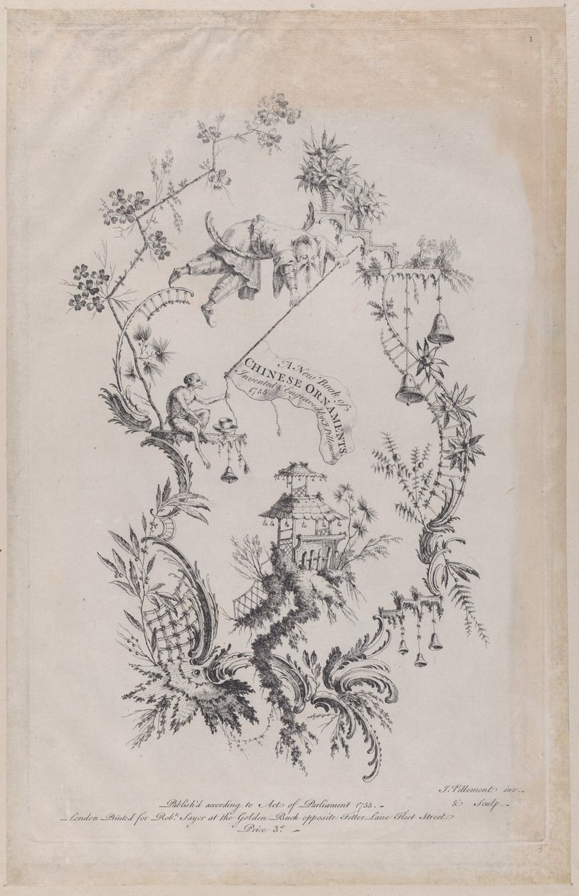 中国装饰品的新书。由J. Pillement发明并雕刻，1755年、 作者 让·巴蒂斯特·皮列曼