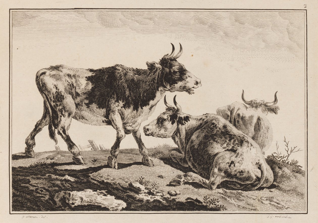 插图 2，选自 "Cahier de Six Feuilles de Boeufs et Vaches 作者 让·巴蒂斯特·皮列曼