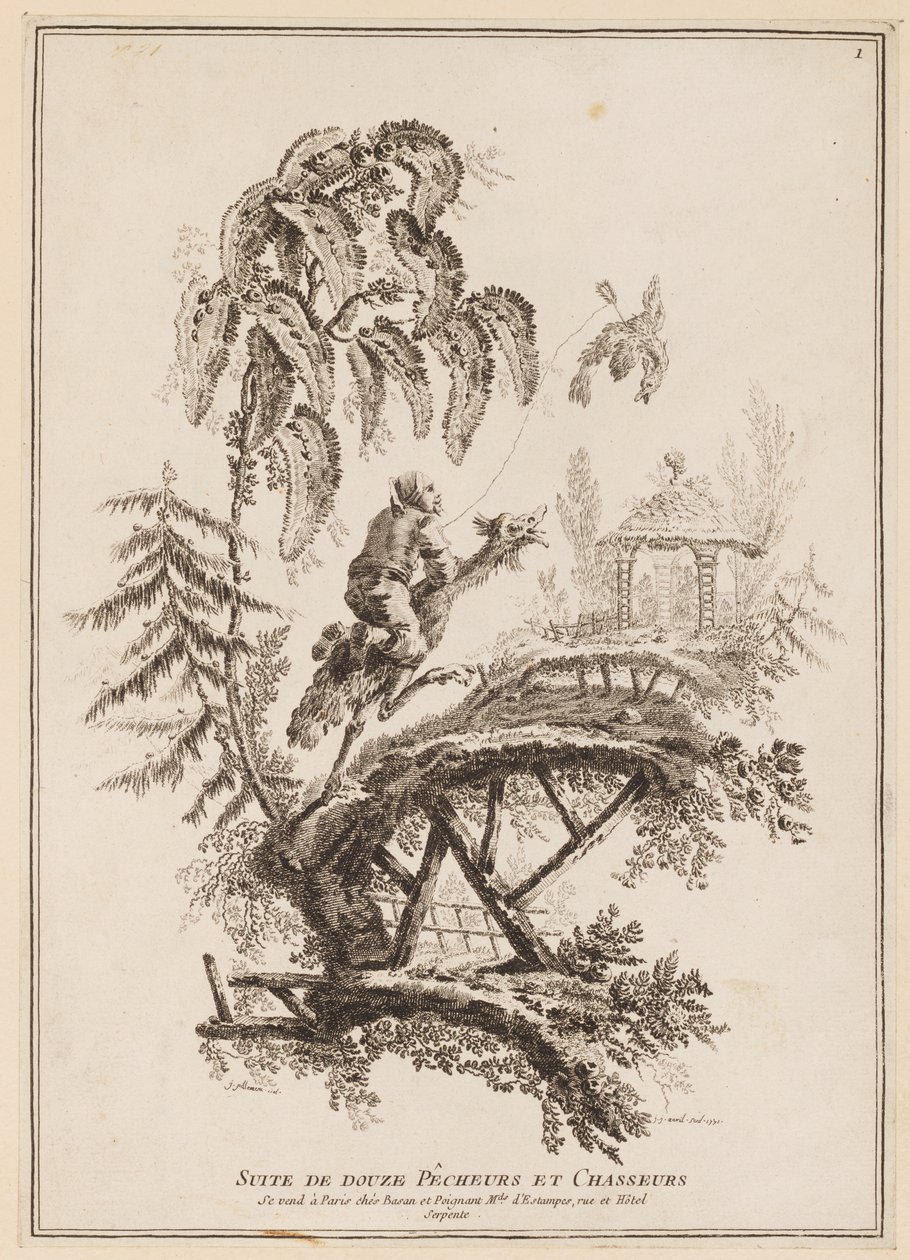 扉页，"Suite de douze Pêcheurs et Chasseurs"（《十二钓鱼者与狩猎者》续篇） 作者 让·巴蒂斯特·皮列曼