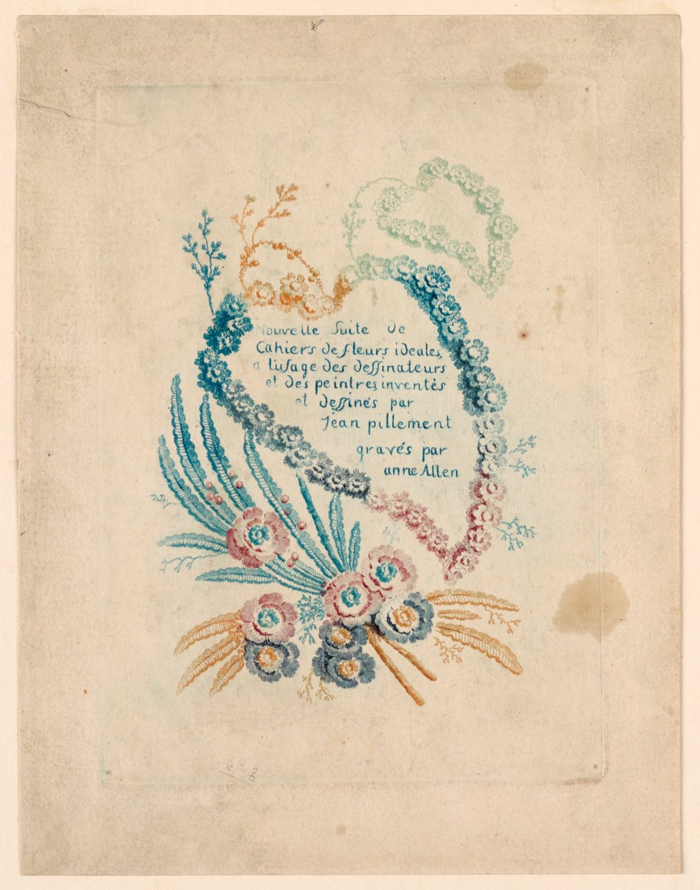 Nouvelle Suitte de Cahiers de fleurs iéales"（新系列花卉笔记本）扉页 作者 让·巴蒂斯特·皮列曼