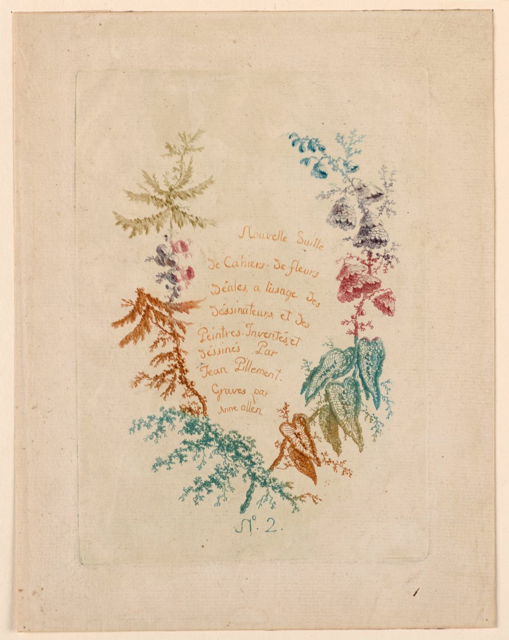 Nouvelle Suitte de Cahiers de fleurs idéales" 第 2 号扉页 作者 让·巴蒂斯特·皮列曼