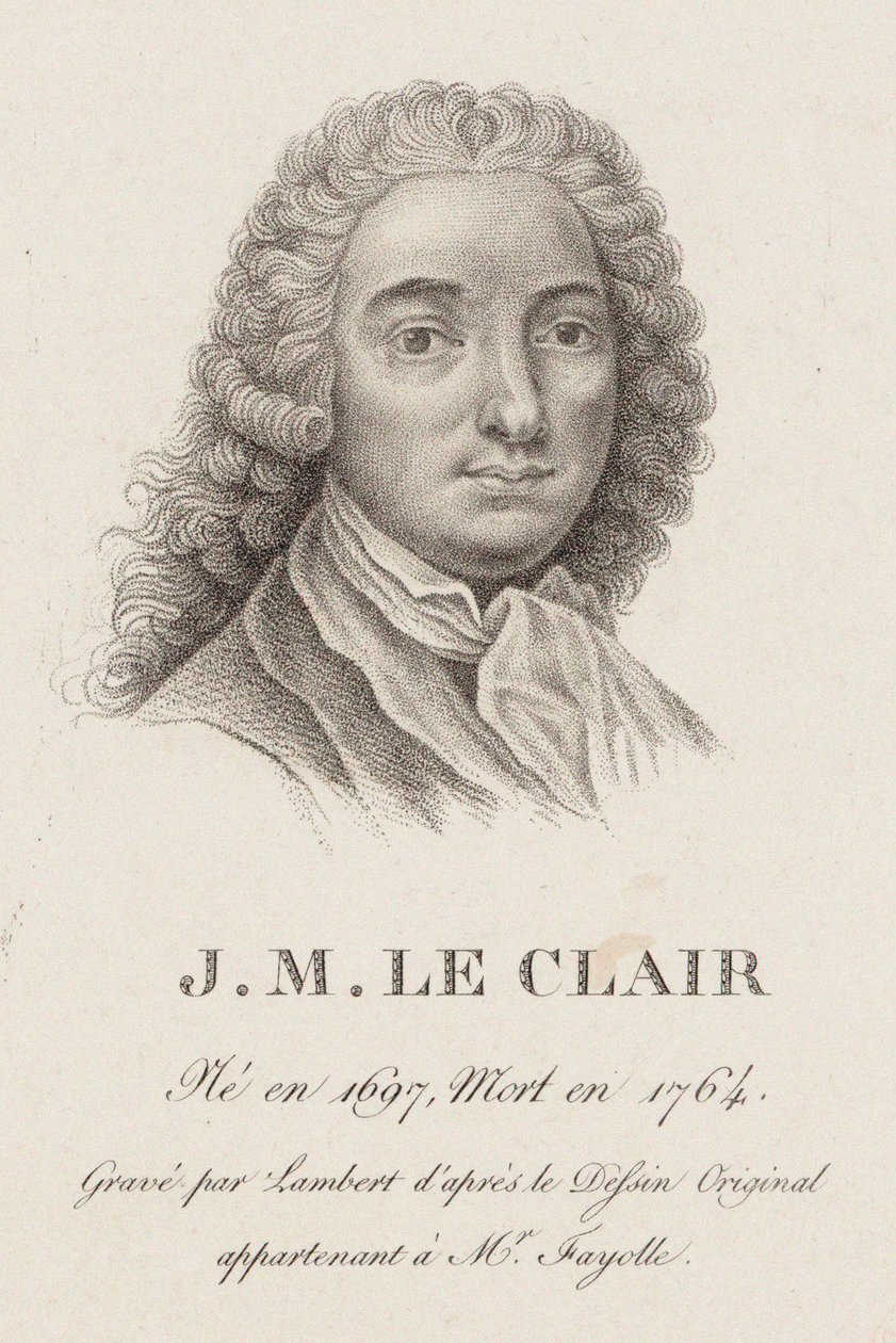 小提琴家和作曲家Jean-Marie Leclair 1697-1764的肖像。 作者 让·巴蒂斯特·庞塞·兰伯特