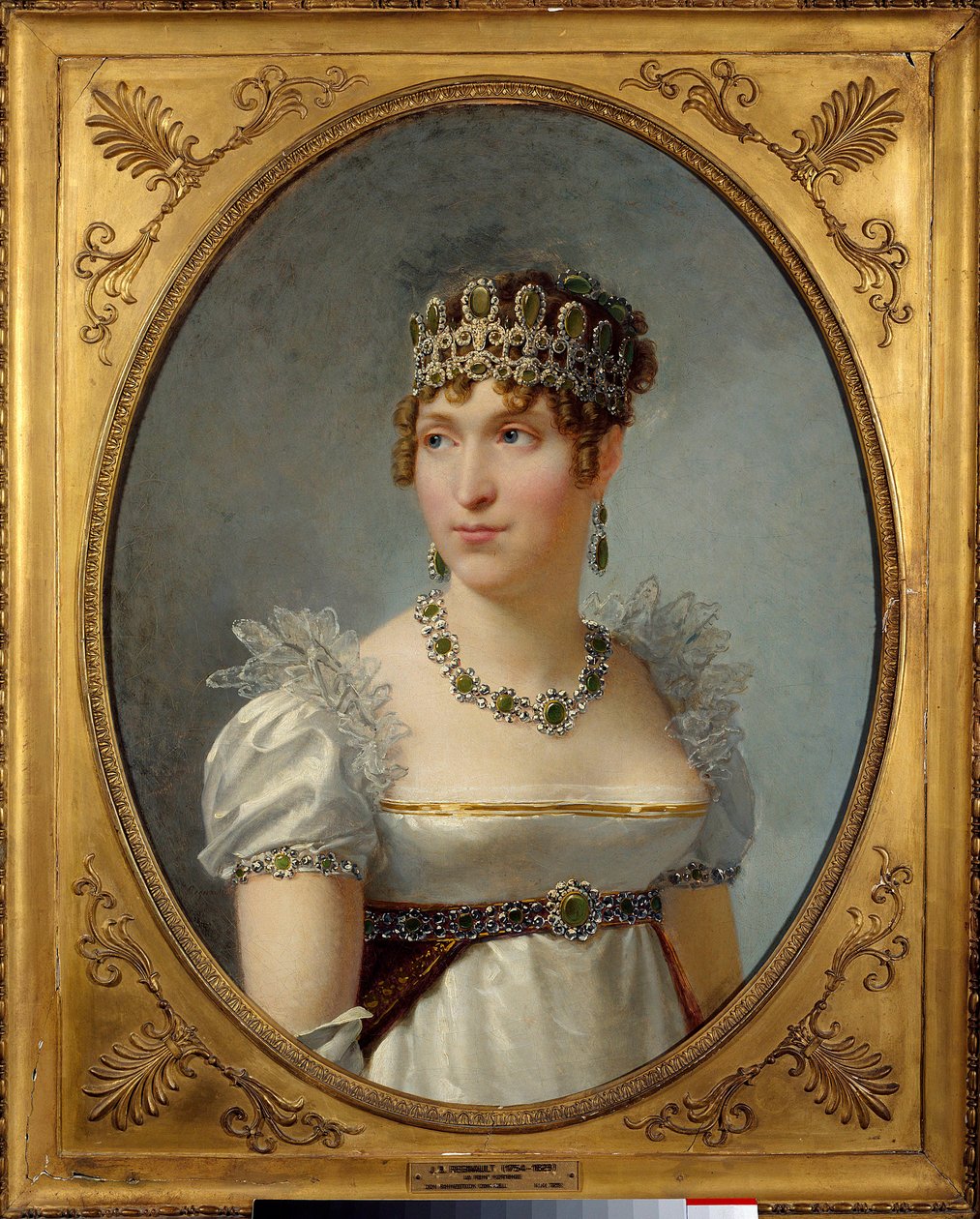 博哈奈王后 (1783-1837) 的肖像，荷兰女王，路易·波拿巴的妻子 她是约瑟芬·博哈奈 (Josephine de Beauharnais) 的女儿，也是未来拿破仑三世的母亲。 Jean Baptiste Regnault (1754-1829) 1810 年作画。 作者 让-巴蒂斯特·雷尼奥