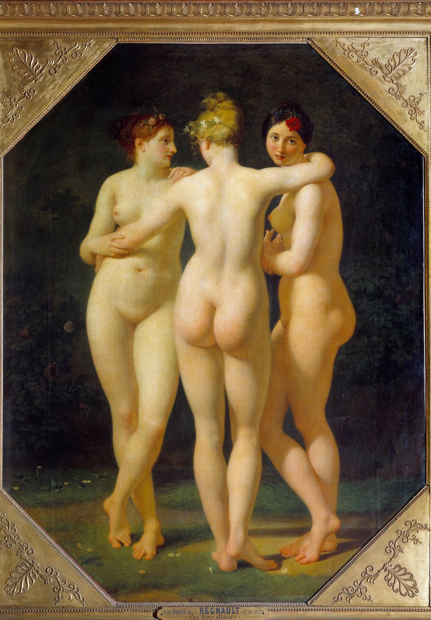 The three Graces. Painting by Jean Baptiste Regnault (1754-1829) 作者 让-巴蒂斯特·雷尼奥