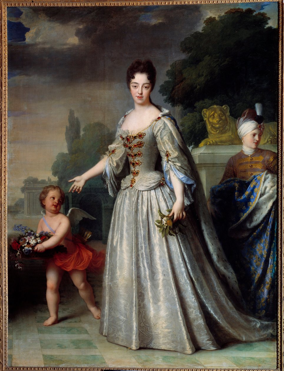 法国勃艮第公爵夫人海豚 (1685-1712) 萨瓦的玛丽·阿德莱德 (Marie Adelaide) 的肖像。 让·巴蒂斯特·桑泰尔 (Jean Baptiste Santerre) 的绘画 (1651-1717) 作者 让·巴蒂斯特·桑特尔