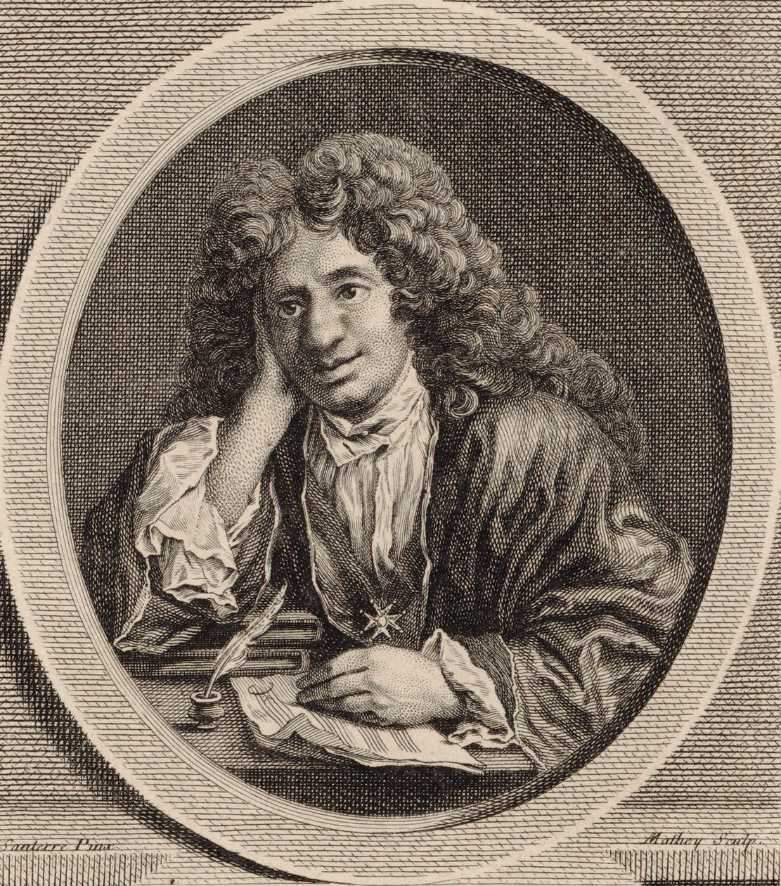 作曲家Michel-Richard Lalande的肖像1657-1726。 作者 让·巴蒂斯特·桑特尔