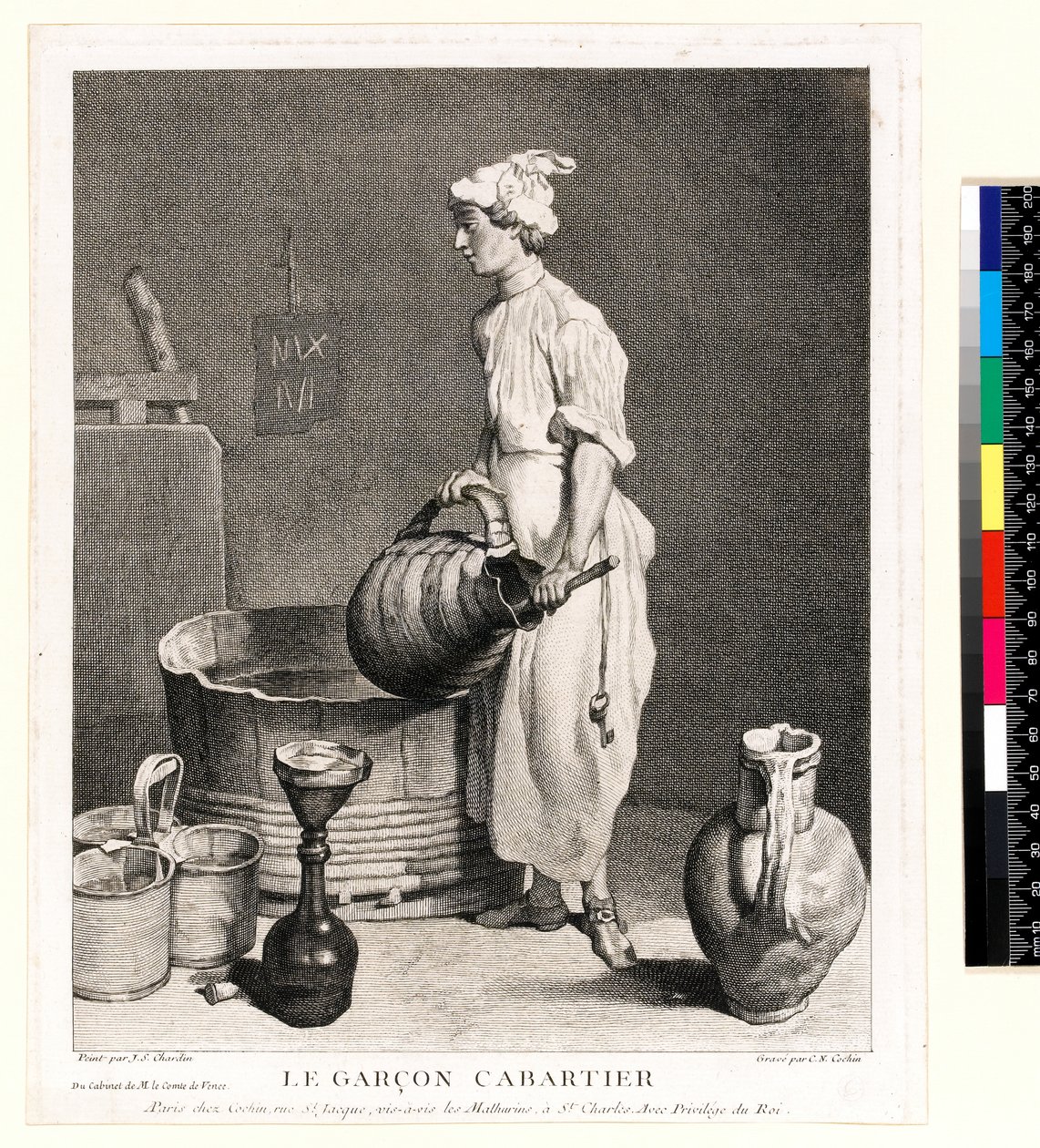 Le Garçon Cabaretier（酒窖男孩）由 Charles Nicolas Cochin I (1688-1754) 雕刻，1750 年（蚀刻和雕刻） 作者 让·巴蒂斯特·西缅（后）查尔丁
